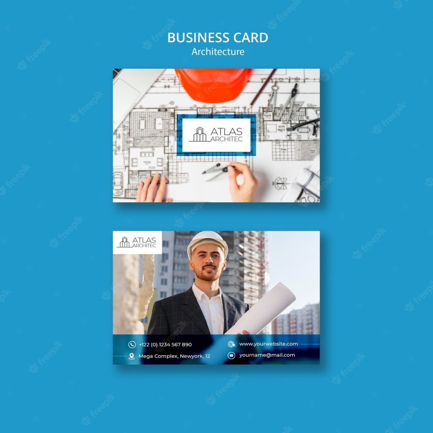 Geometric architecture project business card