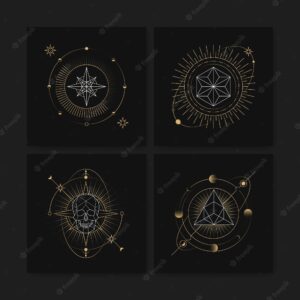 Geometric astrological symbols tarot card