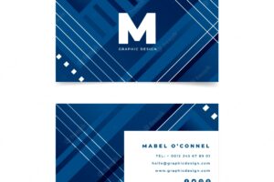Geometric business card on classic blue color