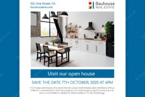 Geometric colorful bauhouse real estate invitation