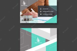 Geometric real estate and building business card