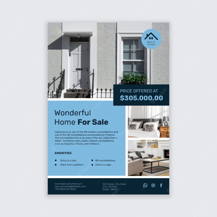 Geometric realtor home for sale poster