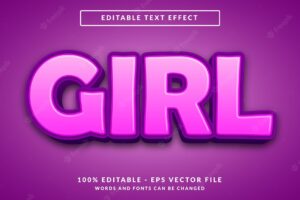 Girl 3d editable text effect template style