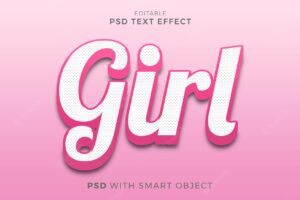 Girl 3d style text effect editable template