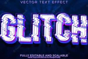 Glitch vhs text effect editable error and hacker text style