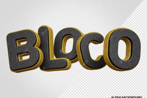 Gold and black carnival block 3d logo with glitter realistic texture
