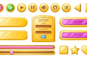 Golden buttons for ui game, gui elements