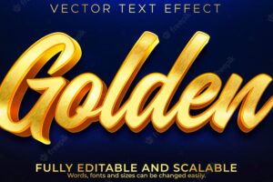 Golden editable text effect, metallic and shiny text style.