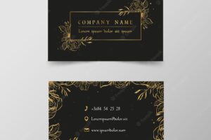 Golden floral business card template set