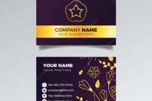 Golden floral business card template