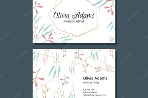 Golden lines with floral theme concept for business card