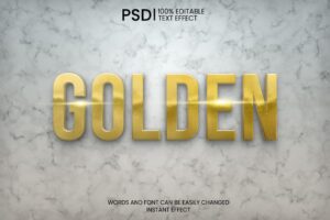 Golden and marble realistic 3d text effect