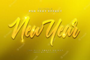 Golden new year text effect