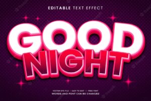 Good night 3d text effect