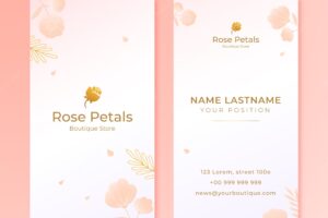 Gradient boutique vertical business card template
