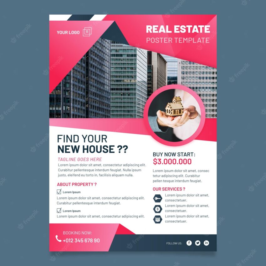 Gradient colored real estate poster with photo