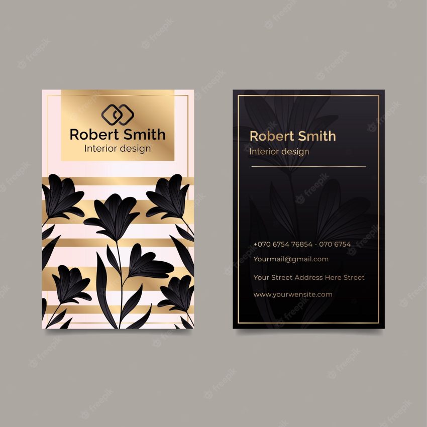 Gradient floral business card template