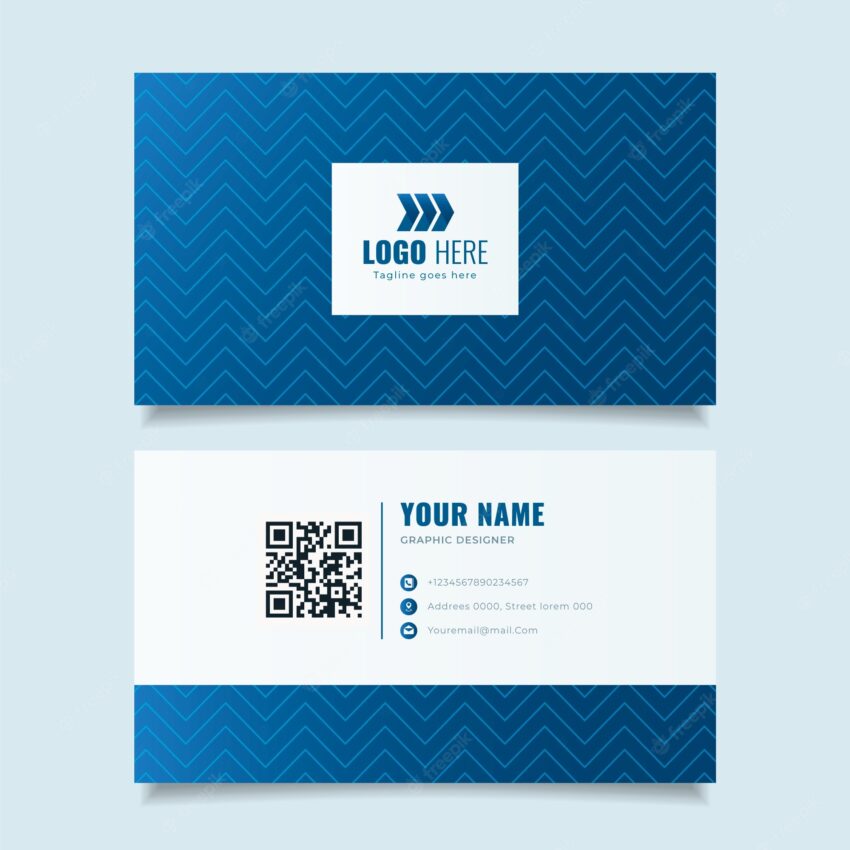 Gradient geometric double-sided horizontal business card template