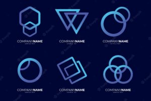 Gradient geometric technological logotype collection