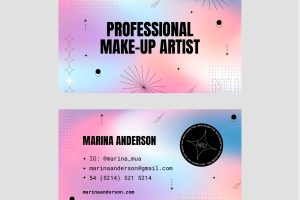 Gradient makeup artist horizontal business card template
