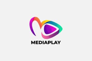 Gradient mediaplay vector logo design illustration
