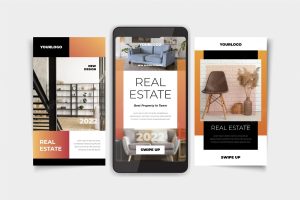 Gradient real estate instagram story collection
