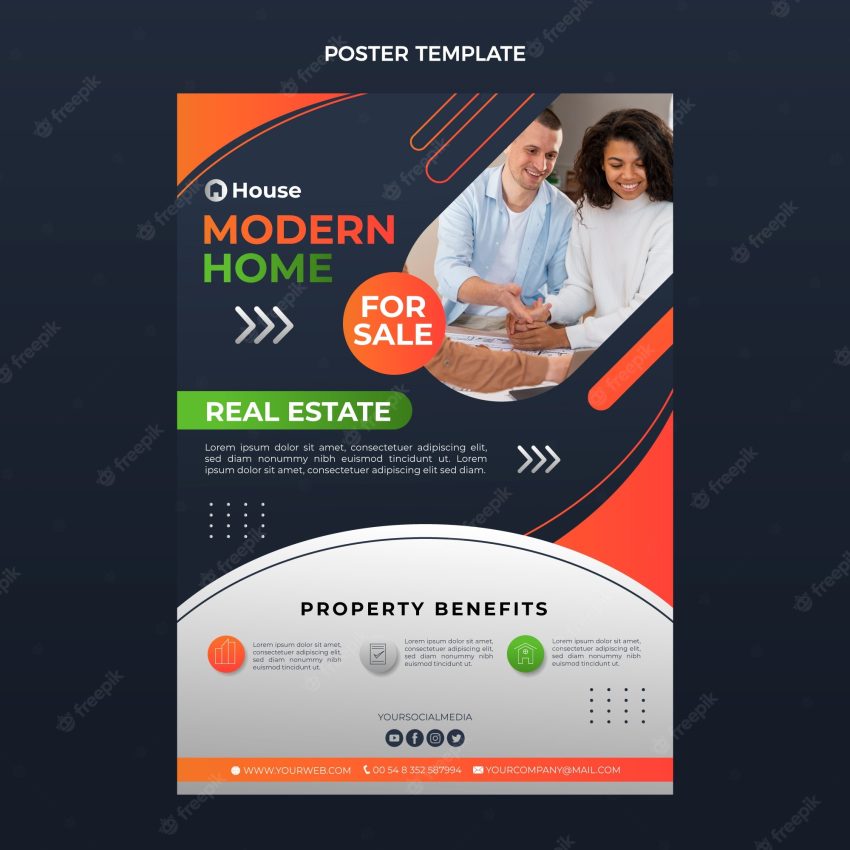 Gradient real estate poster template