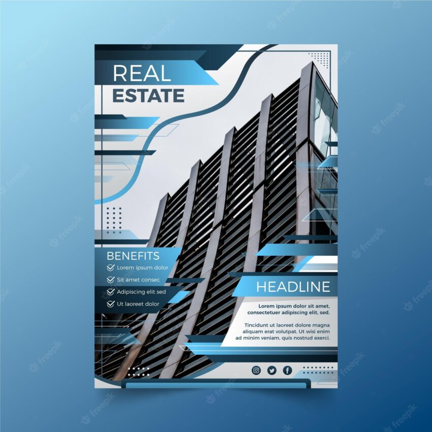 Gradient real estate poster with photo