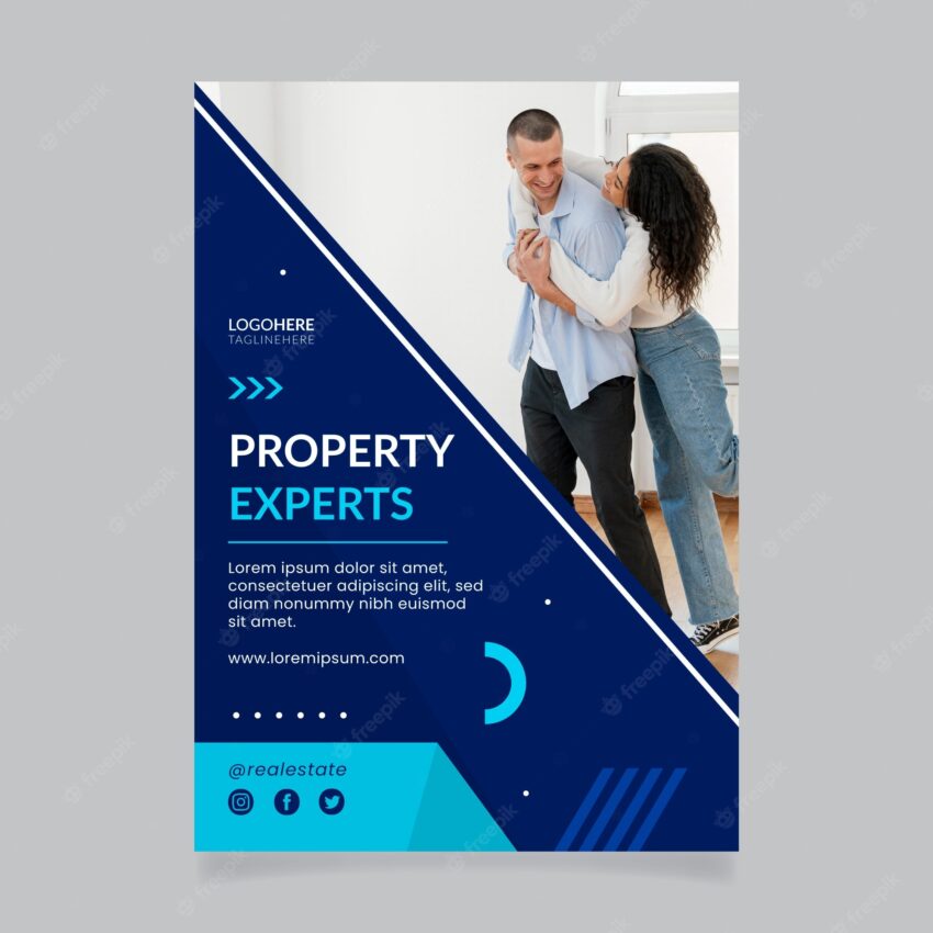 Gradient real estate project poster template