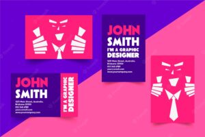 Graphic designer business card with face and tie