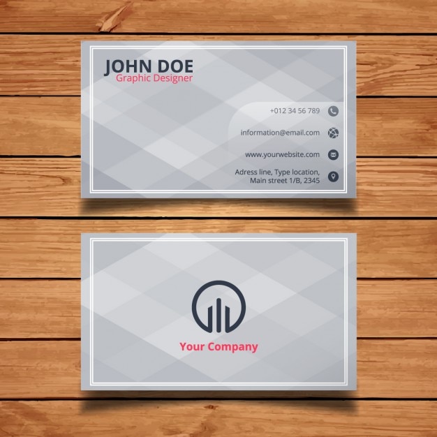 Gray business card with polygonal shapes