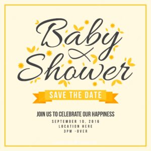 Great baby shower invitation with golden frame