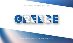 Greece editable text effect with greek flag texture