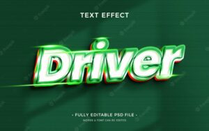 Green bold driver psd text effect