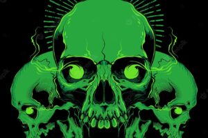 Green head skulls vector illustration