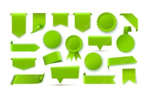 Green realistic blank tags isolated on white background vector illustration
