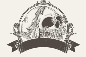 Grunge old skull logo design template