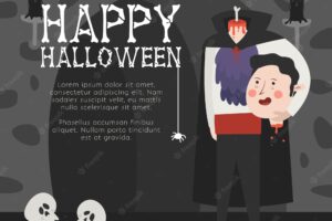 Halloween background with smiley vampire