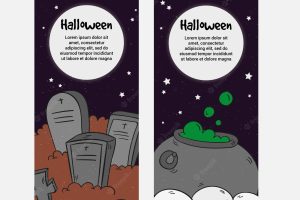 Halloween banners with hand drawn style