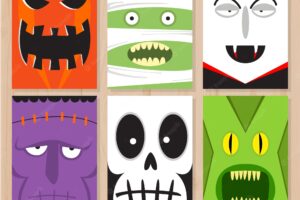 Halloween cards with funny monsters