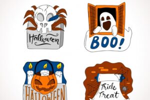 Halloween labels with hand drawn style