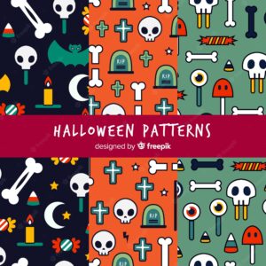 Halloween patterns with drawings