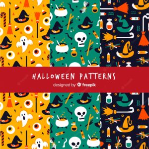 Halloween patterns with drawings