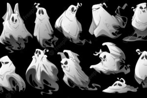 Halloween set with ghost characters