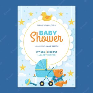 Hand drawn baby shower design template
