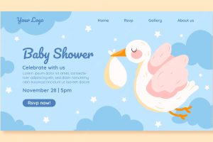 Hand drawn baby shower landing page template