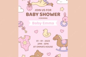Hand drawn baby shower poster