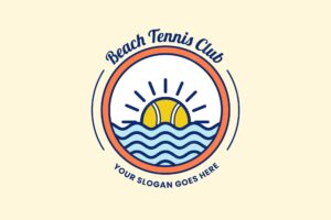 Hand drawn beach tennis logo template