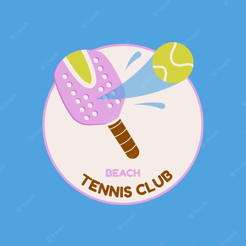 Hand drawn beach tennis logo