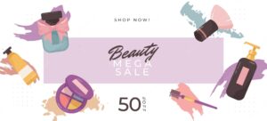 Hand drawn beauty sale banner
